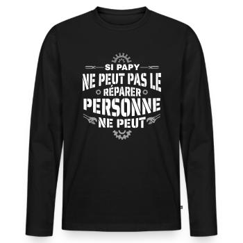 Wenn Opa es nicht reparieren kann, kann es niemand - Männer Premium Bio Langarmshirt - Schwarz - Vorne - Nico (187cm)