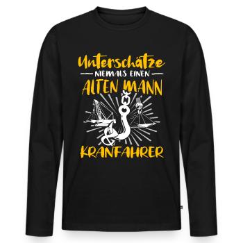 Kranführer Kranfahrer Kran Raupenkran - Männer Premium Bio Langarmshirt - Schwarz - Vorne - Nico (187cm)