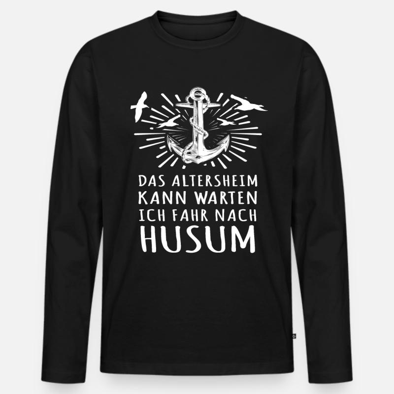Husum - Männer Premium Bio Langarmshirt - Schwarz