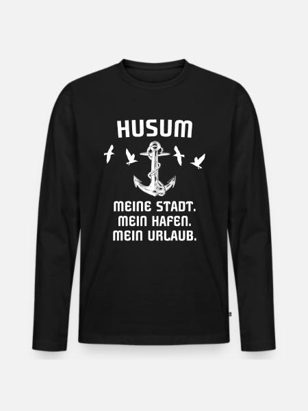 Husum - Männer Premium Bio Langarmshirt - Schwarz