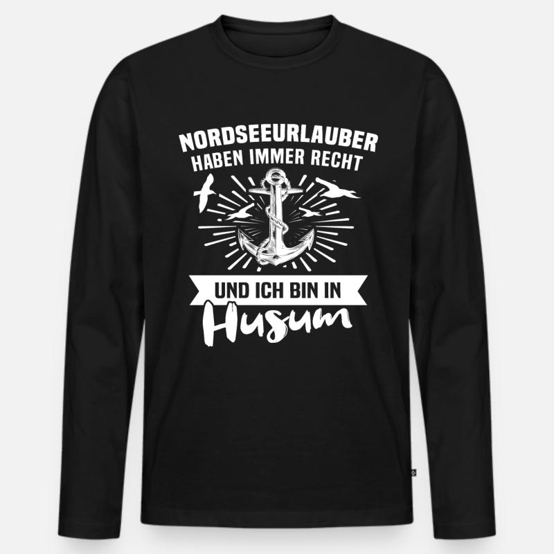 Husum - Männer Premium Bio Langarmshirt - Schwarz