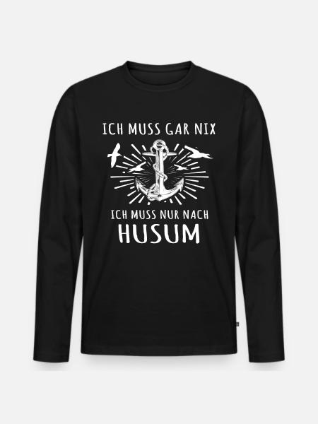 Husum - Männer Premium Bio Langarmshirt - Schwarz