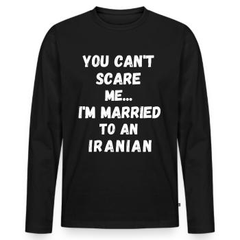 Je suis mariée à un Stolz iranien - T-shirt manches longues Premium bio Homme - noir - Devant - Nico (187cm)