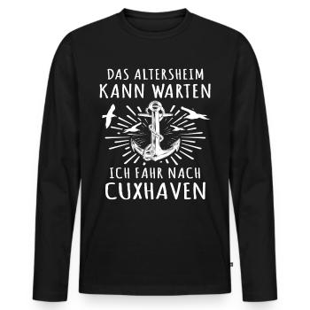 Cuxhaven - Männer Premium Bio Langarmshirt - Schwarz - Vorne - Nico (187cm)