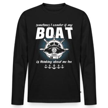 Captain Boat Captain - Men's Premium Organic Long Sleeve Shirt - black - Front - Nico (187cm)