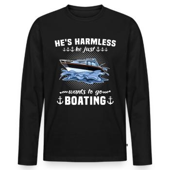 Captain Boat Captain - Men's Premium Organic Long Sleeve Shirt - black - Front - Nico (187cm)