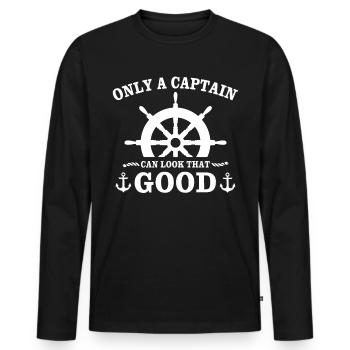 Captain Boat Captain - Men's Premium Organic Long Sleeve Shirt - black - Front - Nico (187cm)