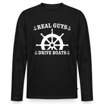 Captain Boat Captain - Men's Premium Organic Long Sleeve Shirt - black - Front - Nico (187cm)