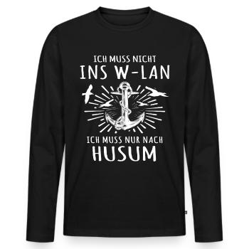 Husum Nordsee - Männer Premium Bio Langarmshirt - Schwarz - Vorne - Nico (187cm)