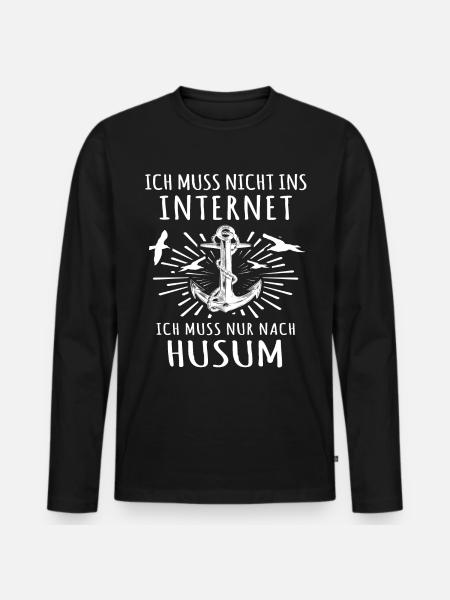 Husum - Männer Premium Bio Langarmshirt - Schwarz