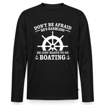 Captain Boat Captain - Men's Premium Organic Long Sleeve Shirt - black - Front - Nico (187cm)