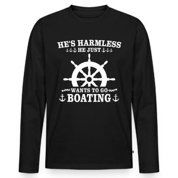 Captain Boat Captain - Men's Premium Organic Long Sleeve Shirt - black - Front - Nico (187cm)