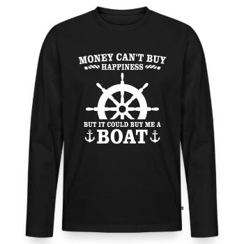 Captain Boat Captain - Men's Premium Organic Long Sleeve Shirt - black - Front - Nico (187cm)