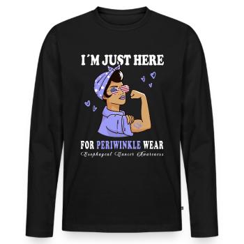 Cancer de l’œsophage de la pervenche en avril - T-shirt manches longues Premium bio Homme - noir - Devant - Nico (187cm)