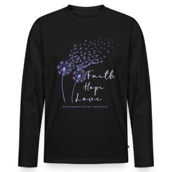 Cancer de l’œsophage de la pervenche en avril - T-shirt manches longues Premium bio Homme - noir - Devant - Nico (187cm)