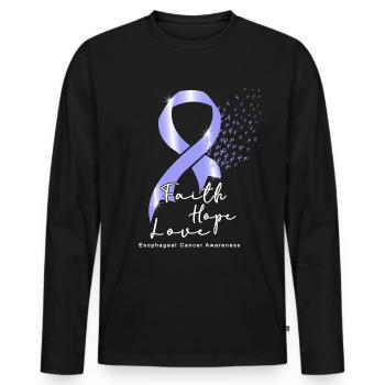 Cancer de l’œsophage du ruban de pervenche en avril - T-shirt manches longues Premium bio Homme - noir - Devant - Nico (187cm)