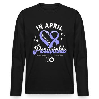 Cancer de l’œsophage du ruban de pervenche en avril - T-shirt manches longues Premium bio Homme - noir - Devant - Nico (187cm)