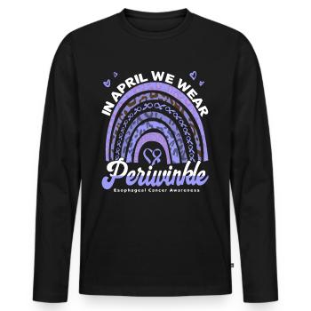 Cancer de l’œsophage du ruban de pervenche en avril - T-shirt manches longues Premium bio Homme - noir - Devant - Nico (187cm)