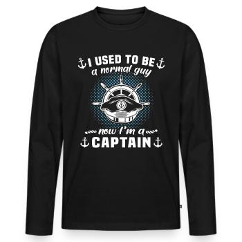Kapitän Captain Bootsbesitzer Boot - Männer Premium Bio Langarmshirt - Schwarz - Vorne - Nico (187cm)