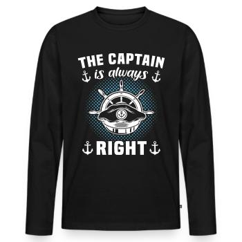 Captain Always Right Kapitän - Männer Premium Bio Langarmshirt - Schwarz - Vorne - Nico (187cm)