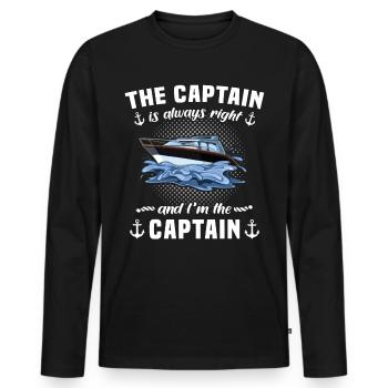 Captain Always Right Kapitän - Männer Premium Bio Langarmshirt - Schwarz - Vorne - Nico (187cm)