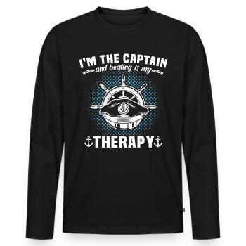 Captain Boat Owner Boating - Men's Premium Organic Long Sleeve Shirt - black - Front - Nico (187cm)