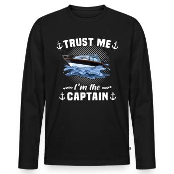 Captain Boat Owner Boating - Men's Premium Organic Long Sleeve Shirt - black - Front - Nico (187cm)