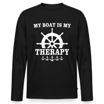 Captain Boat Owner Boating - Men's Premium Organic Long Sleeve Shirt - black - Front - Nico (187cm)