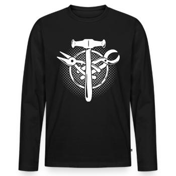 Guilde Spengler Motif Bauspengler - T-shirt manches longues Premium bio Homme - noir - Devant - Nico (187cm)