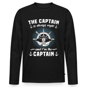 Captain is always right Captain - Men's Premium Organic Long Sleeve Shirt - black - Front - Nico (187cm)