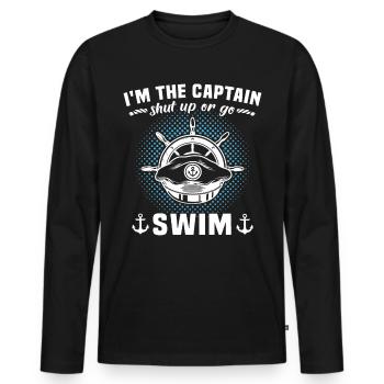 Kapitän Bootsbesitzer Captain - Männer Premium Bio Langarmshirt - Schwarz - Vorne - Nico (187cm)