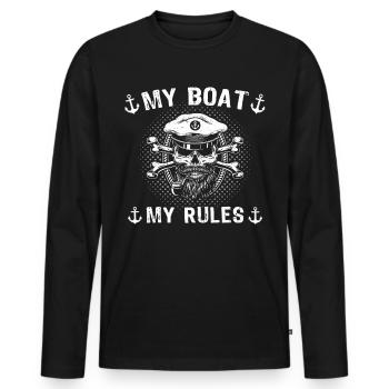 Kapitän Bootsbesitzer Captain - Männer Premium Bio Langarmshirt - Schwarz - Vorne - Nico (187cm)