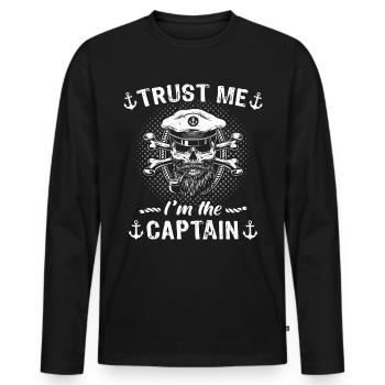 Kapitän Bootsbesitzer Captain - Männer Premium Bio Langarmshirt - Schwarz - Vorne - Nico (187cm)