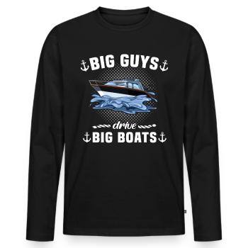 Captain Sailing Motorboat Captain - Men's Premium Organic Long Sleeve Shirt - black - Front - Nico (187cm)