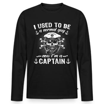 Captain Sailing Motorboat Captain - Men's Premium Organic Long Sleeve Shirt - black - Front - Nico (187cm)