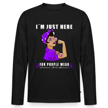 Arc violet conscient de la naissance prématurée - T-shirt manches longues Premium bio Homme - noir - Devant - Nico (187cm)