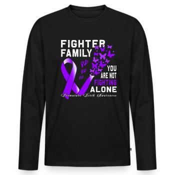 Arc violet conscient de la naissance prématurée - T-shirt manches longues Premium bio Homme - noir - Devant - Nico (187cm)