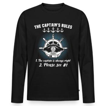 Captain My Boat My Rules Kapitän - Men's Premium Organic Long Sleeve Shirt - black - Front - Nico (187cm)