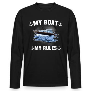 Captain My Boat My Rules Kapitän - Men's Premium Organic Long Sleeve Shirt - black - Front - Nico (187cm)