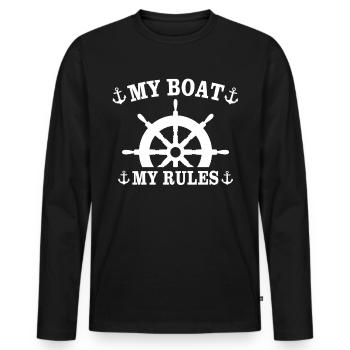 Captain My Boat My Rules Kapitän - Men's Premium Organic Long Sleeve Shirt - black - Front - Nico (187cm)