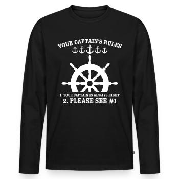 Captain My Boat My Rules Kapitän - Men's Premium Organic Long Sleeve Shirt - black - Front - Nico (187cm)