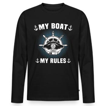 Captain My Boat My Rules Kapitän - Men's Premium Organic Long Sleeve Shirt - black - Front - Nico (187cm)