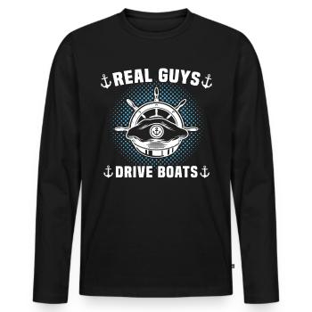 Captain Captain Boat - Men's Premium Organic Long Sleeve Shirt - black - Front - Nico (187cm)