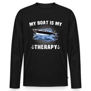 Captain Captain Boat - Men's Premium Organic Long Sleeve Shirt - black - Front - Nico (187cm)