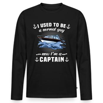 Captain Captain Boat - Men's Premium Organic Long Sleeve Shirt - black - Front - Nico (187cm)
