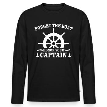 Captain Captain Boat - Men's Premium Organic Long Sleeve Shirt - black - Front - Nico (187cm)