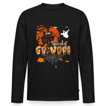 Spooky Grandpa Halloween Grusel Geschenk - Männer Premium Bio Langarmshirt - Schwarz - Vorne - Nico (187cm)