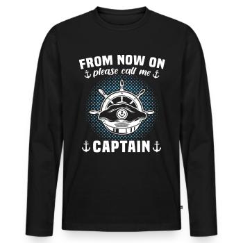 Kapitän Call Me Captain - T-shirt manches longues Premium bio Homme - noir - Devant - Nico (187cm)