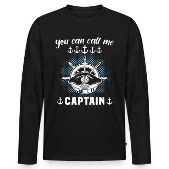 Kapitän Call Me Captain - T-shirt manches longues Premium bio Homme - noir - Devant - Nico (187cm)