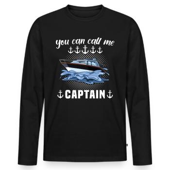 Kapitän Call Me Captain - T-shirt manches longues Premium bio Homme - noir - Devant - Nico (187cm)